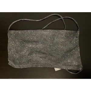 Urban Outfitters Womens Crop Top Medium Silver Glitter Strappy Crossback Rave